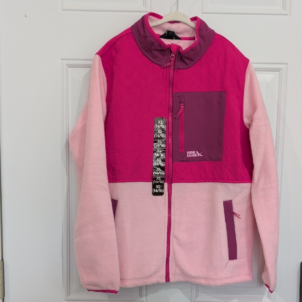 Eddie Bauer Girls Polar Fleece Jacket Vintage Pink Size XL 14/16